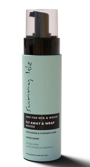 Hair mousse bottle labeled 'Just for Wig & Weave' on a white background